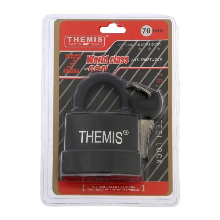 Замок навесной, 70 мм, медный цилиндр, влагозащищенный, короткая дужка, 3 ключа МИКС