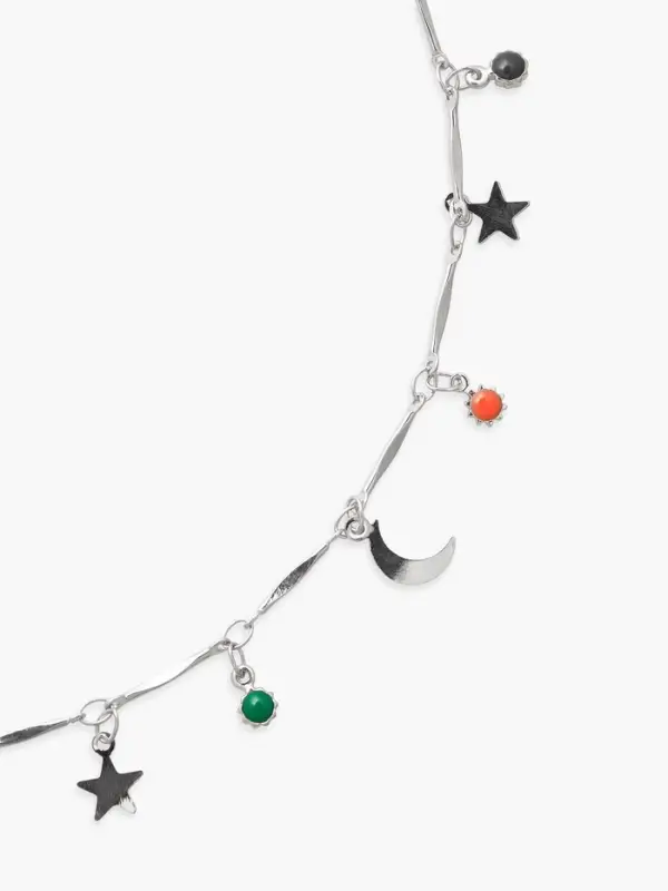 Чокер &laquo;Полумесяц&raquo;, фазы луны, цветной в серебре, 35 см