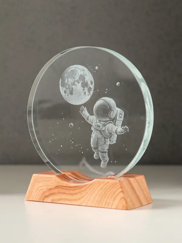 Сувенир стекло свет Сувенир стекло свет "Диск. Полёт космонавта" 5хLED d=10 см, USB 10х4х11,4 см