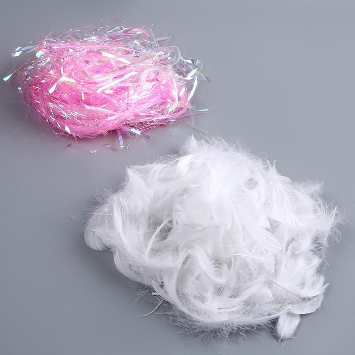 Набор для творчества и декора «Перья белые + наполнитель», цвет розовый Набор для творчества и декора «Перья белые + наполнитель», цвет розовый