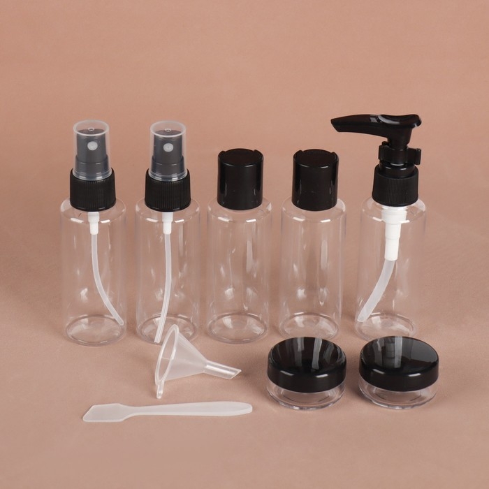 Набор для хранения, в чехле, 9 предметов, цвет прозрачный/чёрный Набор для хранения, в чехле, 9 предметов, цвет прозрачный/чёрный