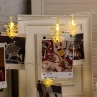 Гирлянда &laquo;Нить&raquo; 4.5 м с насадками &laquo;Прищепки-ёлочки&raquo;, IP20, прозрачная нить, 20 LED, свечение тёплое белое, 220 В