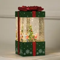 Светодиодная фигура &laquo;Подарок зелёный&raquo; 10&times;19&times;10 см, пластик, от батареек ААх3, USB, свечение тёплое белое