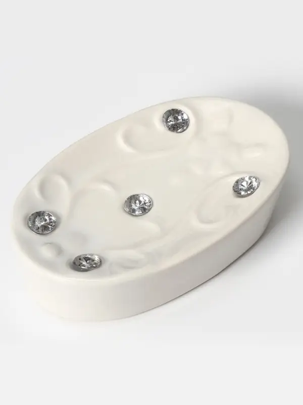 Аксессуары для ванной Доляна &laquo;Изящный барельеф&raquo;, 4 предмета, дозатор 250 мл, мыльница, 2 стакана, белые