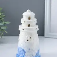 Сувенир керамика свет "Маяк" бело-синий 8х8х15,5 см