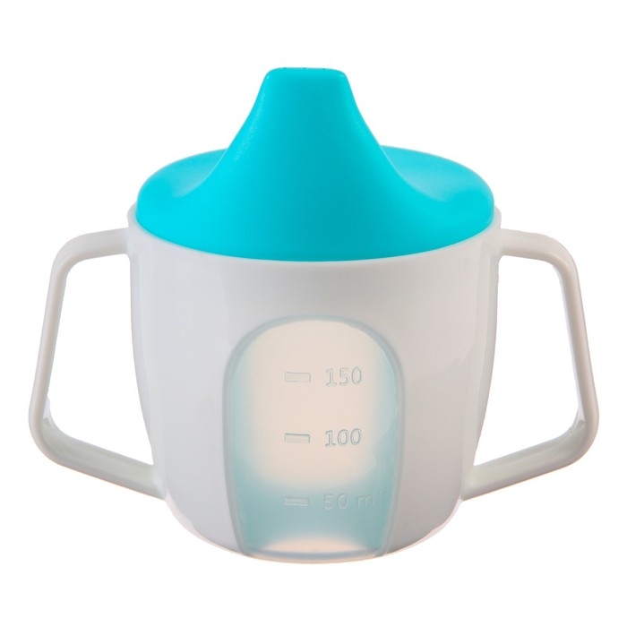 Поильник - чашечка 2 в 1 детский тренировочный, твердый носик, 150 мл., с ручками, цвет голубой Поильник - чашечка 2 в 1 детский тренировочный, твердый носик, 150 мл., с ручками, цвет голубой