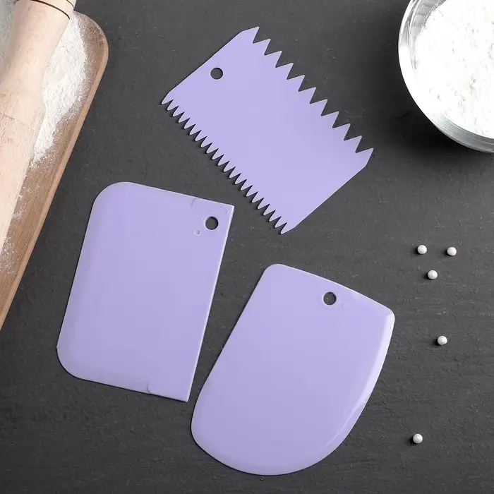 Набор шпателей кондитерских Доляна, 3 предмета: 12×8 см, 11×7.5 см, 8.8×12.2 см, МИКС