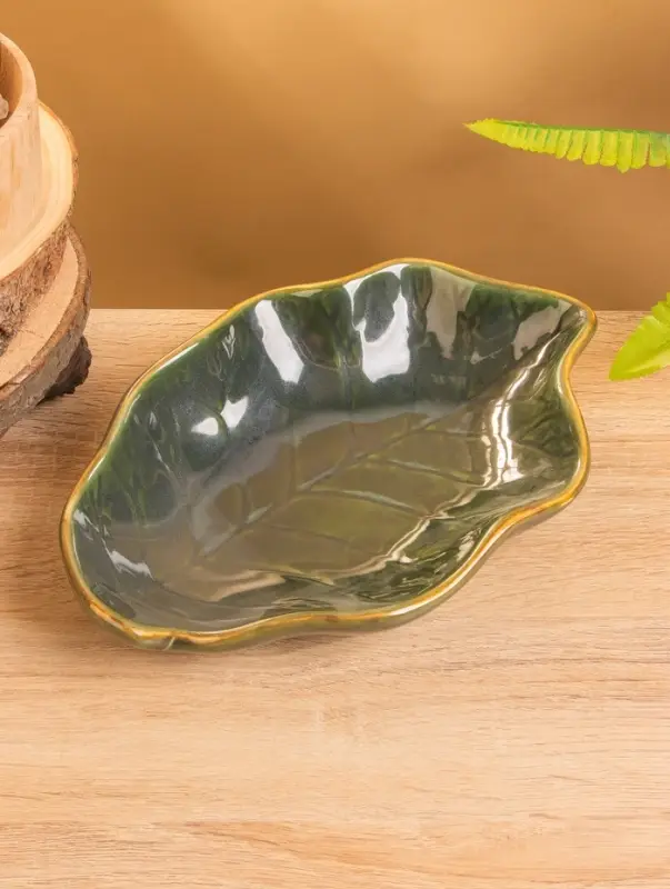 Салатник «Листик», 25×16×5 см, керамика, зелёный