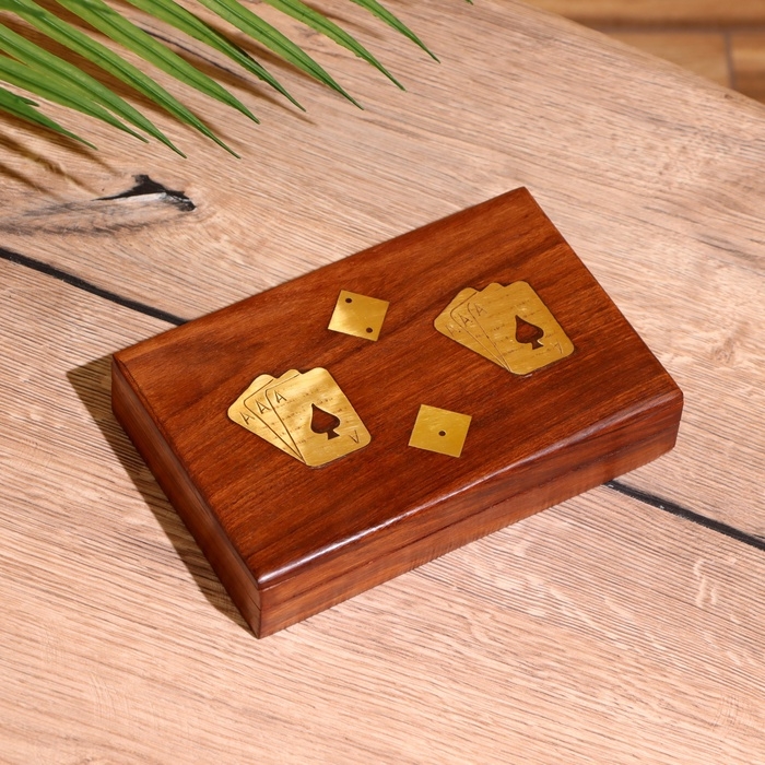 Игра настольная 2в1 (кубики + 2 колоды карт) 18х12х4 см, дерево шишам Игра настольная 2в1 (кубики + 2 колоды карт) 18х12х4 см, дерево шишам