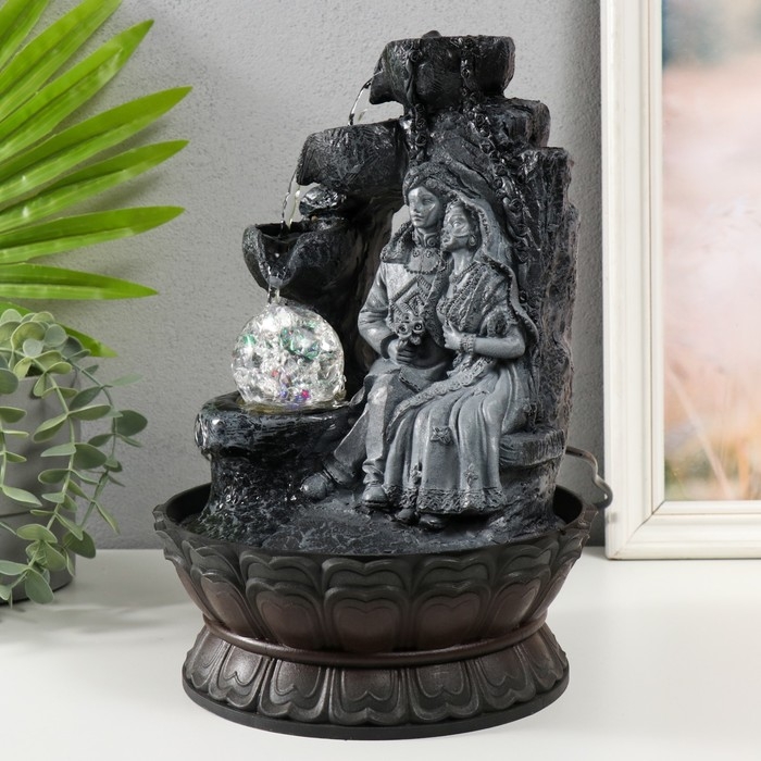 Фонтан настольный от сети, подсветка Фонтан настольный от сети, подсветка "Кришна и Радха сидят у водопада" 20х20х30 см