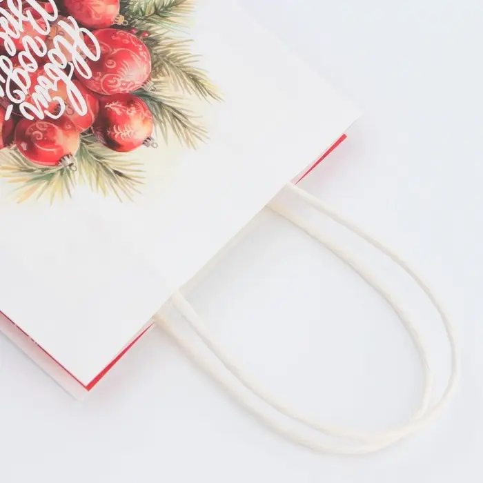 Пакет бумажный подарочный новогодний крафт Пакет бумажный подарочный новогодний крафт "Время чудес" 16 х 12 х 6 см.