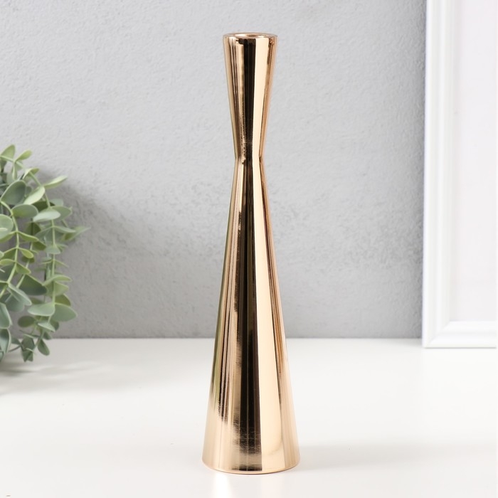 Подсвечник металл на 1 свечу  Подсвечник металл на 1 свечу "Песочные часы" d=3 см золото 6х27 cм