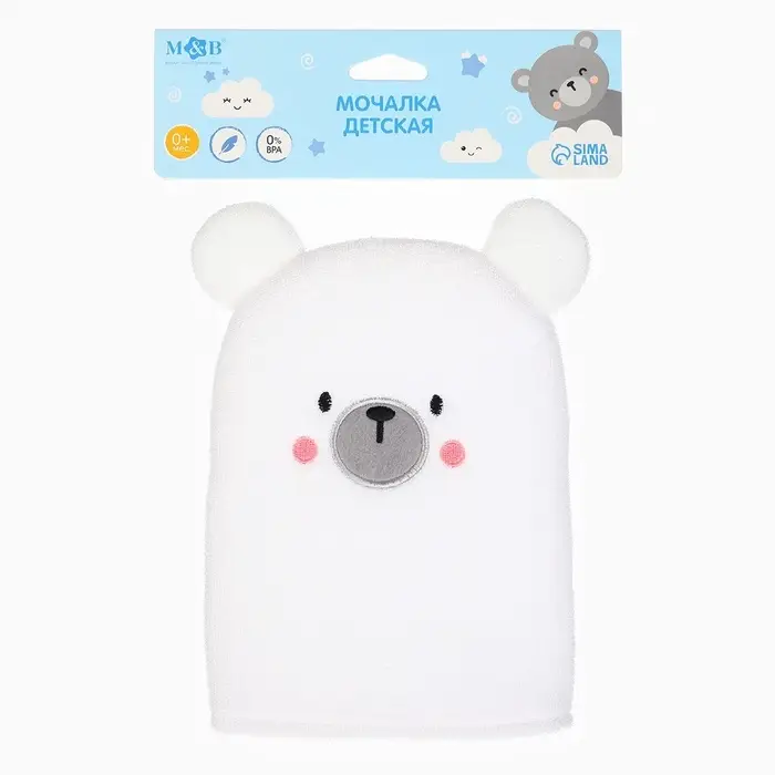 Детская мочалка для купания M&B &laquo;Медвежонок&raquo;, махра