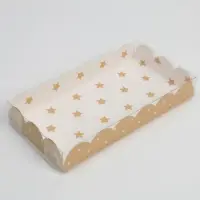 Коробка для печенья, кондитерская упаковка с пластиковой крышкой, «Звёздочки», 10.5 х 21 х 3 см