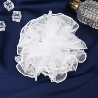 Бант для волос на резинке &laquo;Школьница&raquo;, волна, d=13 см, белый, МИКС