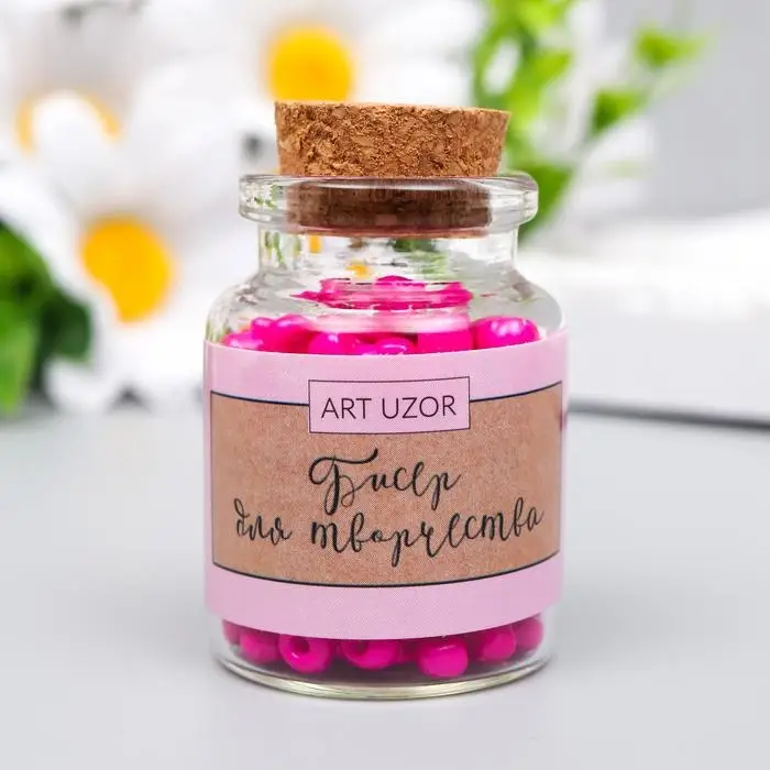 Бисер круглый 6/0 в бутылочке  Бисер круглый 6/0 в бутылочке "Розовая фуксия" 20 гр