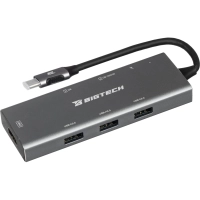 Разветвитель USB HS002 USBх3/HDMIх1/microSDx1/TFcardx1/Серый