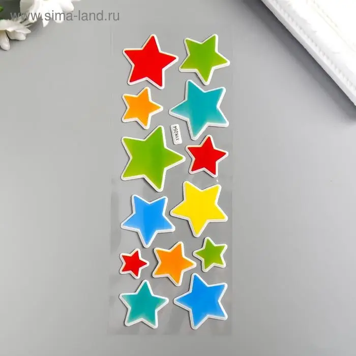 Наклейка пластик "Звёзды/Сердца" МИКС 17х7 см