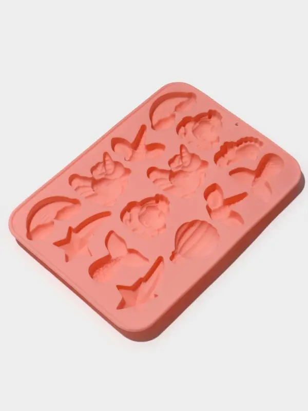 Форма для шоколада Доляна &laquo;Волшебство. Пони&raquo;, силикон, 23&times;16.5&times;2 см, 14 ячеек, розовая