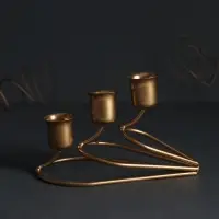 Металлический подсвечник на 3 свечи &laquo;Капли&raquo;, золото, 14&times;8&times;8 см