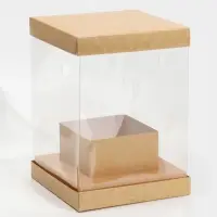 Коробка подарочная для цветов с вазой и PVC окнами складная, упаковка, &laquo;Крафт&raquo;, 16 х 23 х 16 см