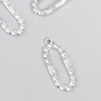 Декор для творчества металл, стразы "Вытянутый овал" серебро 3,1х1,2 см Декор для творчества металл, стразы "Вытянутый овал" серебро 3,1х1,2 см