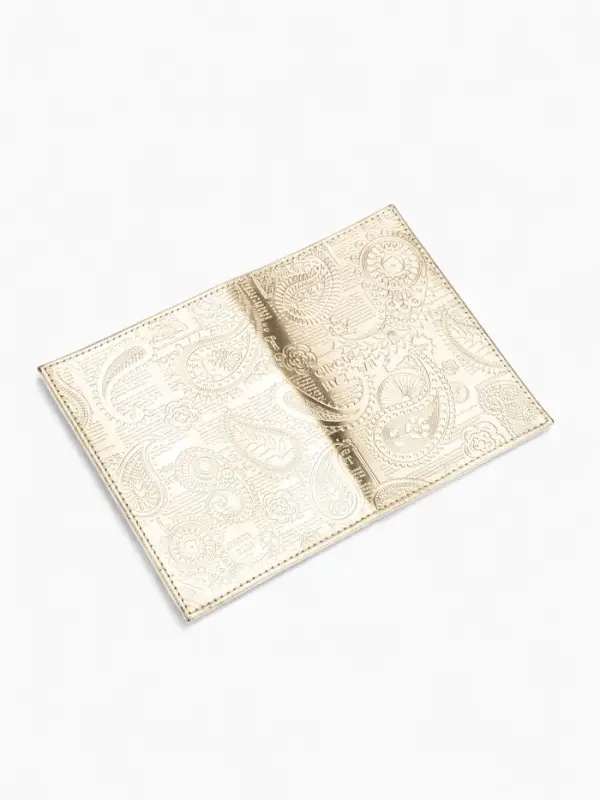 Обложка для паспорта, натуральная кожа, тиснение фольгой, цвет золотой