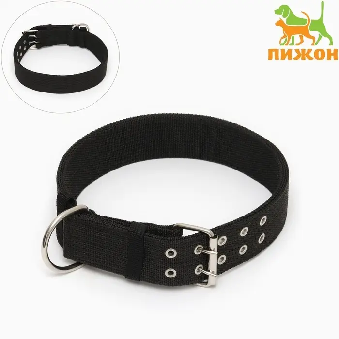 Ошейник, 80&times;4.9 см, ОШ 65-75 см, четырёхслойный, полиэстер, чёрный