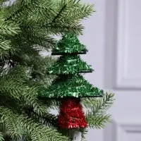 Светодиодная фигура из мишуры &laquo;Ёлочка зеленая&raquo; 17&times;13 см, 10 LED, от батареек AG10&times;3, свечение тёплое белое
