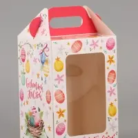 Пасхальная коробочка с окном и с ручкой "Светлой Пасхи" 10 х 10 х 15 см