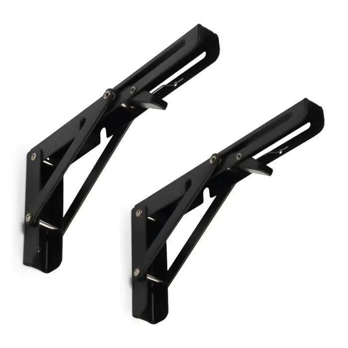 Кронштейн складной для столов и полок ТУНДРА, 2 шт., длина 200 мм, сталь черный