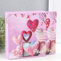 Фотоальбом на 100 фото 13х18 см "Бархатные сердца" в коробке 5х18х20,5 см