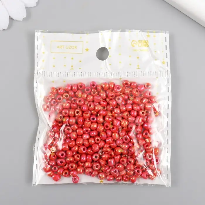 Бисер стекло 6/0  Бисер стекло 6/0 "Хамелеон. Красно-оранжевый" эффект керамики 30 гр