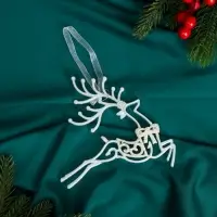 Ёлочная игрушка &laquo;Зимнее волшебство. Бегущий олень блеск&raquo;, 10&times;19 см, белый, МИКС