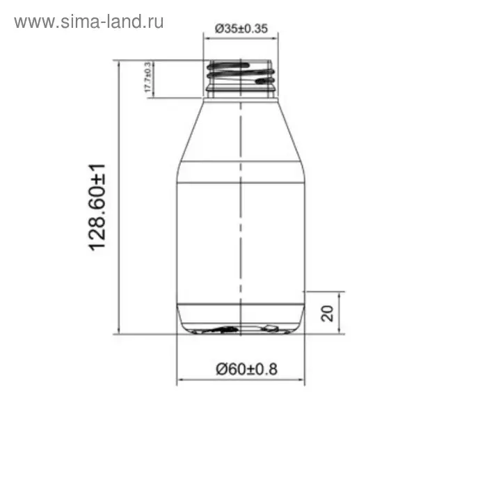 Бутылка Б-45 белая с коричневой крышкой 1шт 250 мл