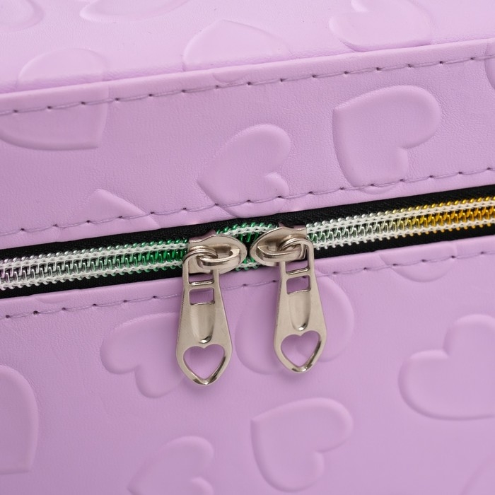 Шкатулка кожзам с зеркалом Шкатулка кожзам с зеркалом "Сердца" св-сирень набор 3 шт 19х10,5х10,5 21х13х14 15х23х17 см