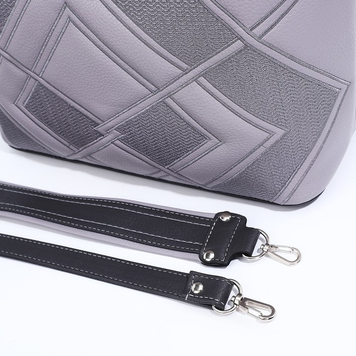 Сумка-тоут Сумка-тоут "Золотой дождь" на молнии, 2 наружных кармана, длинный ремень, цвет серый