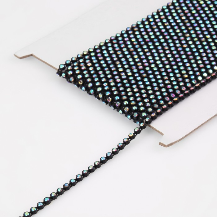 Стразы на нитях, с голографией, 3 мм, 9 ± 1 м, цвет чёрный Стразы на нитях, с голографией, 3 мм, 9 ± 1 м, цвет чёрный