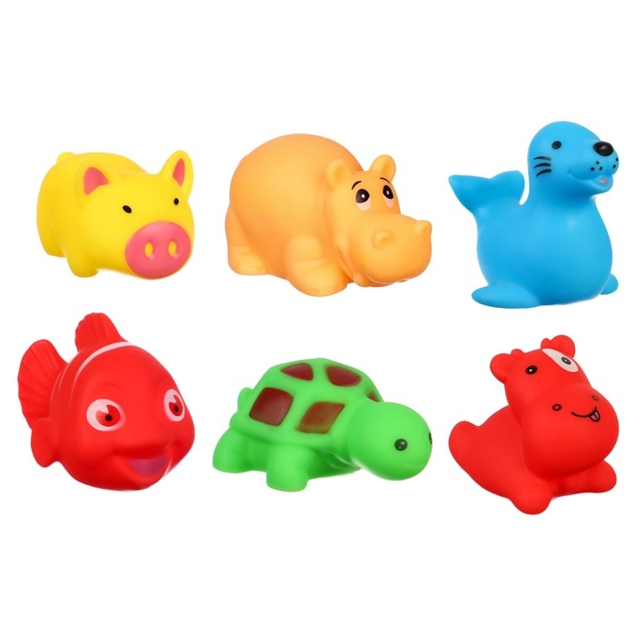 Набор резиновых игрушек для ванны «Малыши», 6 шт, с пищалкой, Крошка Я Набор резиновых игрушек для ванны «Малыши», 6 шт, с пищалкой, Крошка Я