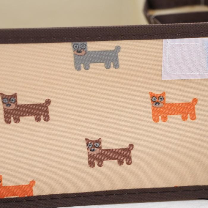 Органайзер для хранения белья с крышкой «Собачки», 13 отделений, 32,5×24×12 см, цвет бежевый Органайзер для хранения белья с крышкой «Собачки», 13 отделений, 32,5×24×12 см, цвет бежевый