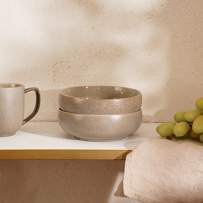 Набор салатников фарфоровых SL Home «Мольвено», 720 мл, d=16,5 см, цвет коричневый