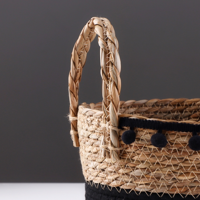 Корзина для хранения Корзина для хранения "Колумбия", с ручками, 24 х 24 х 13 см, натуральный, чёрный