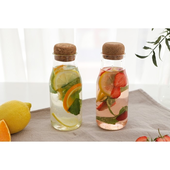 Бутылка стеклянная для соуса и масла с пробковой крышкой «Эко», 400 мл, 6×16,5 см Бутылка стеклянная для соуса и масла с пробковой крышкой «Эко», 400 мл, 6×16,5 см