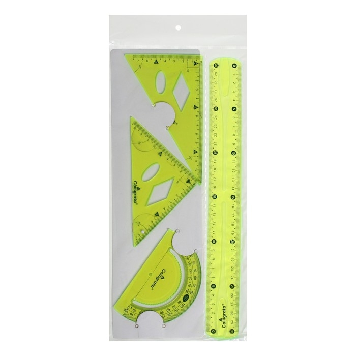 Набор геометрический, силиконовый, гибкий: линейка 30 см, 2 угольника, транспортир, МИКС Набор геометрический, силиконовый, гибкий: линейка 30 см, 2 угольника, транспортир, МИКС