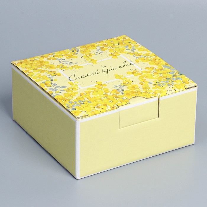 Коробка подарочная сборная, упаковка, «Мимоза», 15 х 15 х 7 см Коробка подарочная сборная, упаковка, «Мимоза», 15 х 15 х 7 см