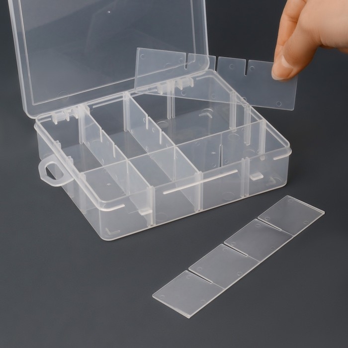 Органайзер для декора, с подвесом, передвижные ячейки, 12 ячеек, 13,8 &times; 11,3 см, цвет прозрачный