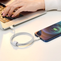 Кабель Baseus, Lightning - USB, 2.4 А, TPE оплётка, 1 м, белый