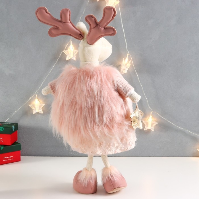 Кукла интерьерная Кукла интерьерная "Олениха в розовом наряде со звёздочкой" 26х19х52 см