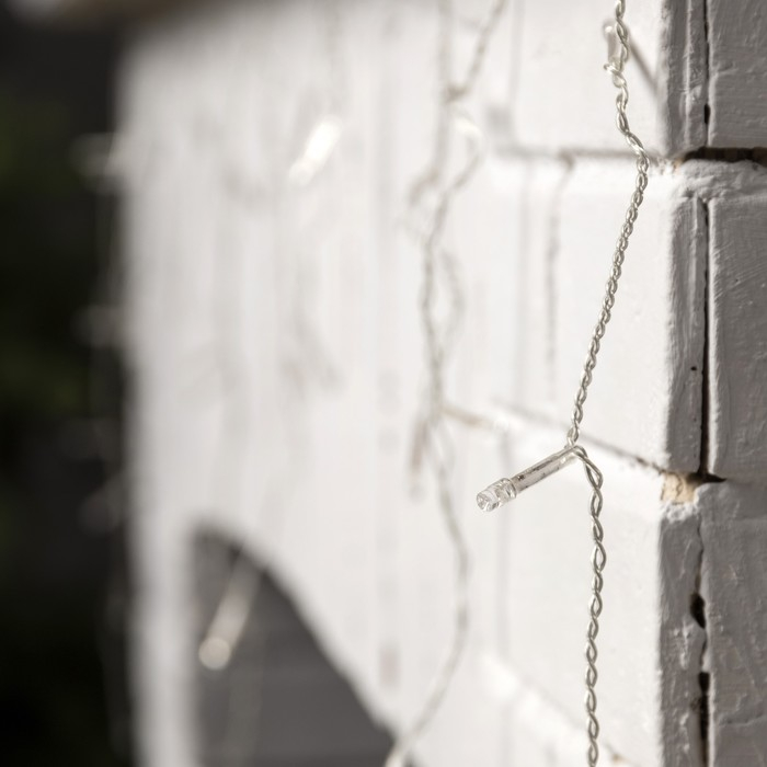 Гирлянда «Бахрома» 1.8 × 0.5 м, IP20, прозрачная нить, 48 LED, свечение тёплое белое, 8 режимов, 220 В