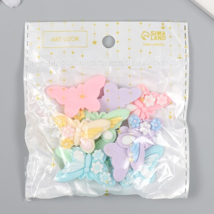 Декор для творчества пластик Декор для творчества пластик "Бабочка в ромашках" набор 10 шт